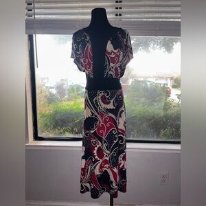 dressbarn Black and Red Floral Maxi Dress